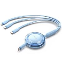 cable usb tipo-c 3 en 1 vention retractil 100w 480mbps 11m azul