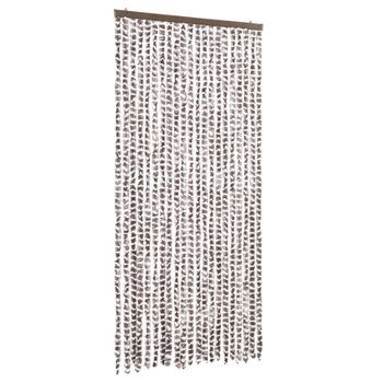 Cortina Antimoscas Chenilla Gris Taupe Y Blanco 90x200 Cm