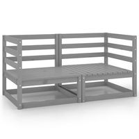sofa de jardin 2 plazas  sofa de exterior gris madera maciza pino
