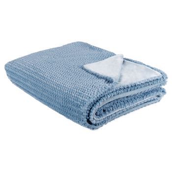 Manta De Poliéster Azul 150 X 200 Cm Colcha Cubrecama Pelo Suave Accesorio Bjas