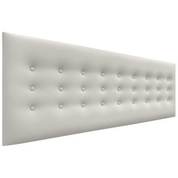 Dhome Cabecero De Polipiel Con 3 Hileras De Botones Cabezal Tapizado Cama Lujo (blanco Hueso, 145cm)