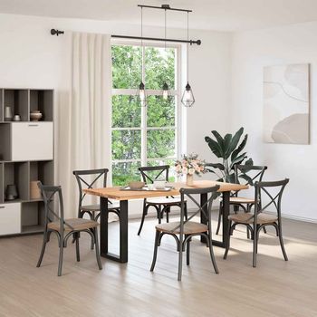Patas Para Mesa Centro Forma U 2 Uds | Patas Para Mesa Acero Negro 50x(72-73) Cm