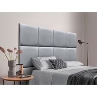 dhome cabecero tapizado para camas de 190 de polipiel premium compuesto de paneles autoadhesivos intercambiables lujo dormitorio acolchado plata
