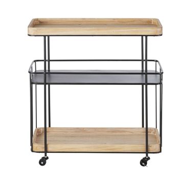Mesa auxiliar con ruedas marrón y negra