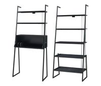 set de muebles storfjord 2 piezas 1x escritorio 1x estanteria de pie metal - negro encasa