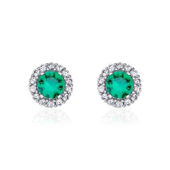 Pendientes de oro blanco 9 quilates con circonita