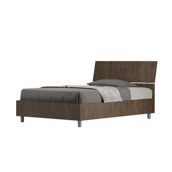 Cama De Una Plaza Y Medio Con Almacenaje 120x190 Con Cabecera Inclinada Nogal Demas