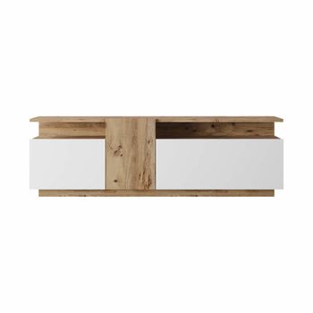 Mueble tv con 3 puertas en aglomerado color roble y blanco