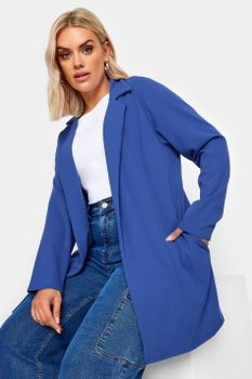 Yours Blazer Largo Azul Cobalto, Mujer Curvy Y Tallas Grandes, Yours