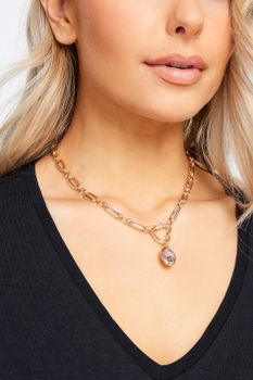 Collar Cadena Dorada Con Eslabón De Corazón