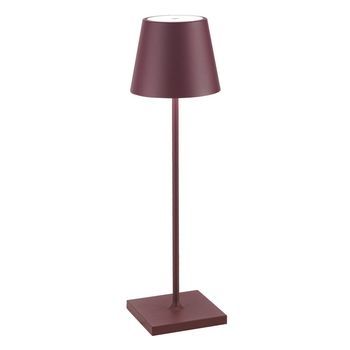 Lámpara De Mesa Led Recargable Y Regulable Poldina Pro Bordeaux Con Duración De Batería De Hasta 12 Horas. Para Uso Exterior Ip65
