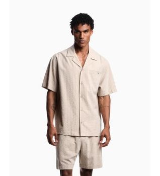 Emporio Armani para hombre. EM000593_AF20430 Camisa Out beige (S), Casual, Manga corta, Lyocell