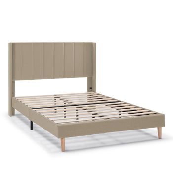 Estructura De Cama Tapizada Noelia De 30 Cm, 140x190 Cm, Beige