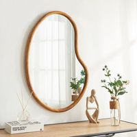 espejo de pared jokioinen marco asimetrico maderamdf 75x55cm - efecto roble encasa