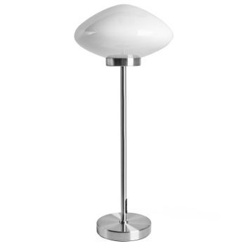 Lámpara De Mesa Moderna Base De Hierro Pantalla De Vidrio Salón Negro Plateado Sibun