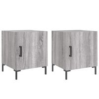 juego de 2 mesitas de noche - mesillas madera ingenieria gris sonoma 40x40x50 cm mc4534