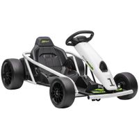 homcom go-kart electrico 24 v para ninos hasta 13 kmh con funcion de derrape y 2 motores 8-12 anos blanco   aosom espana
