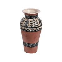 jarron de terracota marron negro beige 40 cm hecho a mano patron rustico siak - marron