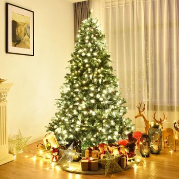 2,25m Árbol De Navidad Iluminación Con Soporte Abeto Artificial Decoración Para Navidad Hogar Fiesta Verde Cfw66297
