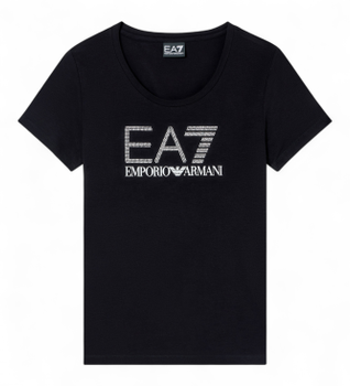 EA7 para mujer. 7W000536_AF10373 Camiseta Logo Series negro (XXL), Blanco, Casual, Algodón, Manga corta