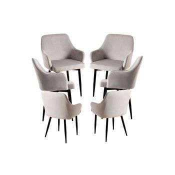 Pack 6 Sillas Puan Terciopelo De Terciopelo 89*50*44 Cm - Gris