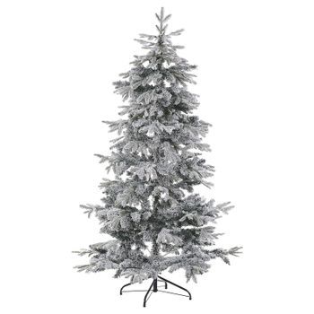 Árbol De Navidad Artificial Blanco Nieve Sintética 180 Cm Ramas Con Bisagras Festividad Tomichi