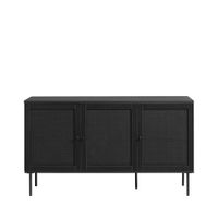 buffet de 3 puertas de madera y metal l140cm - negro
