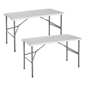 Pack 2 Mesas Plegables Portátiles Resina 122cm Blanco Thinia Home