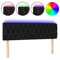 cabecero cama  panel de cabecera con led de terciopelo negro 144x7x7888 cm