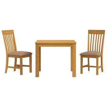Conjunto De Comedor 3 Uds. Gris Madera De Roble Sólido Vidaxl