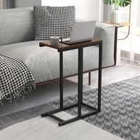 mesa auxiliar en forma de c para sofa y cama altura 64 cm mesa lateral con estructura de metal para salon espacios reducidos marron cfw12717