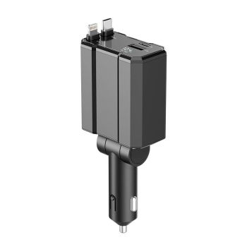 Cargador adaptador USB PD de 66W 4 puertos con USB-A+USB-C+iP+Carga rápida PD Type-C con pantalla digital para iPhone 16