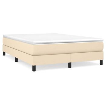 Estructura De Cama Con Somier Tela Color Crema 140x190 Cm Vidaxl