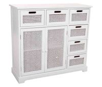 aparador de madera y rejilla blanco 86x33x785