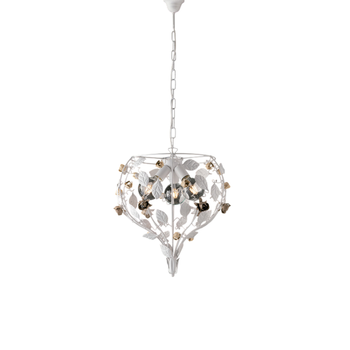 Preciosa Lámpara De Araña De Hierro Lacado Blanco Shabby 3 Luces 113 Ø49 Bl196-3-bco
