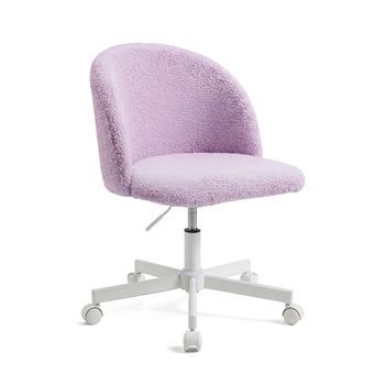 Silla De Escritorio Tapizada En Borreguito 76-89,5 Cm Candy Lila Claro 45,5 X 76-89,5 X 47 Cm