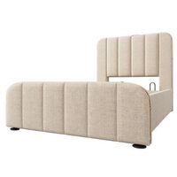 cama simple 90x200 cm lino oro usb tipo c hidraulica colchon incluido 406 resortes metal beige