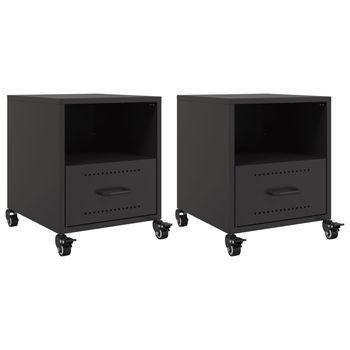 Mesitas De Noche 2 Uds Acero Negra 36x39x43,5 Cm Vidaxl