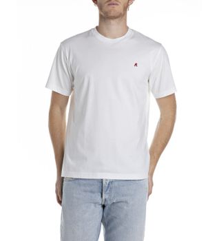 Replay para hombre. M3015.000.2660 Camiseta mini logotipo blanco (XL), Casual, Algodón, Manga corta