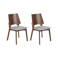 conjunto de 2 sillas de poliester madera de caucho gris claro madera oscura abee