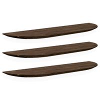 pack 3 estanterias redondeadas de madera flotantes nogal 160x32cm