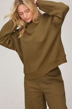 Hunkemöller Sudadera de Cuello Redondo de Felpa Afelpada Verde