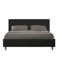 cama sin somier acolchada 160x190 cuero sintetico negro adele