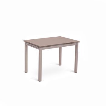 Baud - Mesa Extensible (130/200 X 80 Cm) En Cristal Templado Marrón