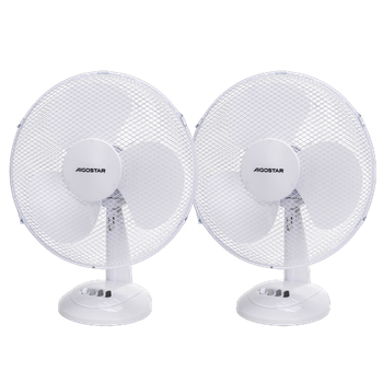 Aigostar Allace 33JTO - Ventilador de mesa de 3 velocidades, Ventilador sobremesa 40 W, diámetro 41 cm, oscilación de 75 grados. Altura 55 cm, color blanco. Diseño exclusivo. 2 Piezas