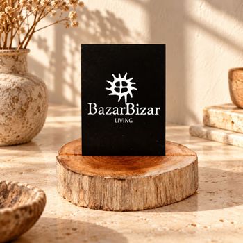 Portatarjetas de madera de teca en marrón 8x8x2cm