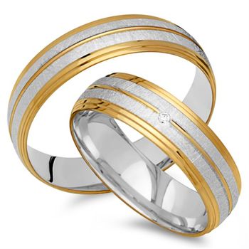 Alianzas 18 quilates oro blanco amarillo con diamante