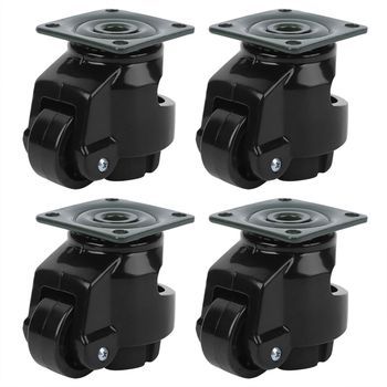 4 Ruedas Giratorias Nivelación Industrial Resistente Gd-40f Ajuste Negro