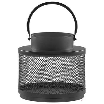Linterna De Hierro 24 Cm Candelabro Portavelas Pilar Asa Industrial Moderno Minimalista Negro Yamdena