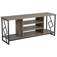 mueble tv acabado en madera oscura para tv de hasta 60r unidad multimedia con marco de metal negro y estantes abiertos forres